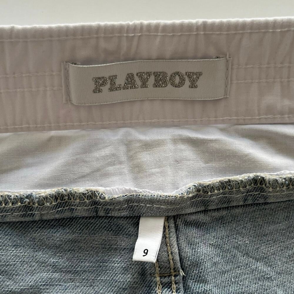 Playboy Embroidered Bunny Logo Wide Leg Jeans Denim Y2K Juniors Size 9/30 NEW - Picture 6 of 11